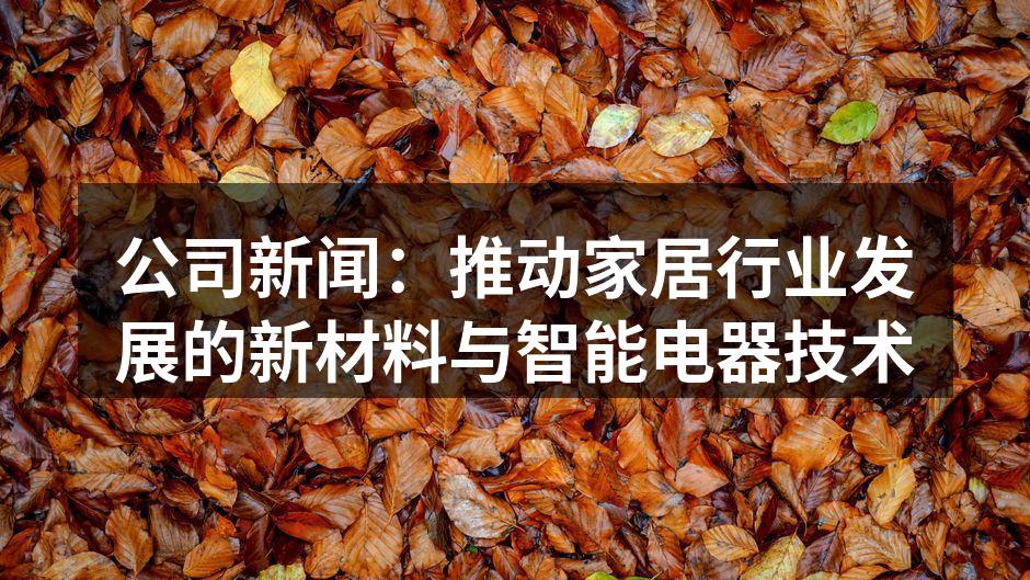 公司新闻：推动家居行业发展的新材料与智能电器技术